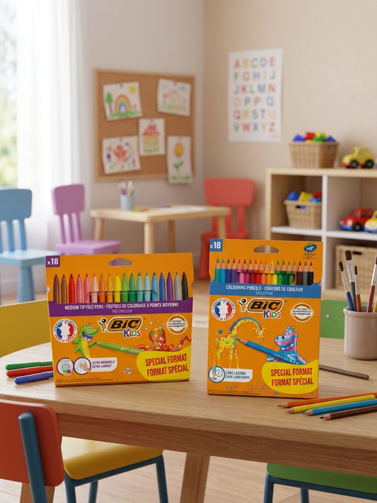 BIC Kids Colouring Set – 18 Felt Pens + 18 Colouring Pencils